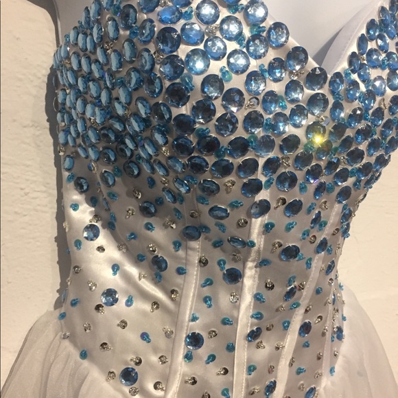 Handmade rhinestones dress prom party size M/L - Picture 7 of 8